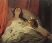 Friedrich von Amerling the drowsy one oil painting on canvas
